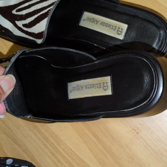 ETIENNE AIGNER comedy animal print leather mules size 8.5 - Picture 14 of 14